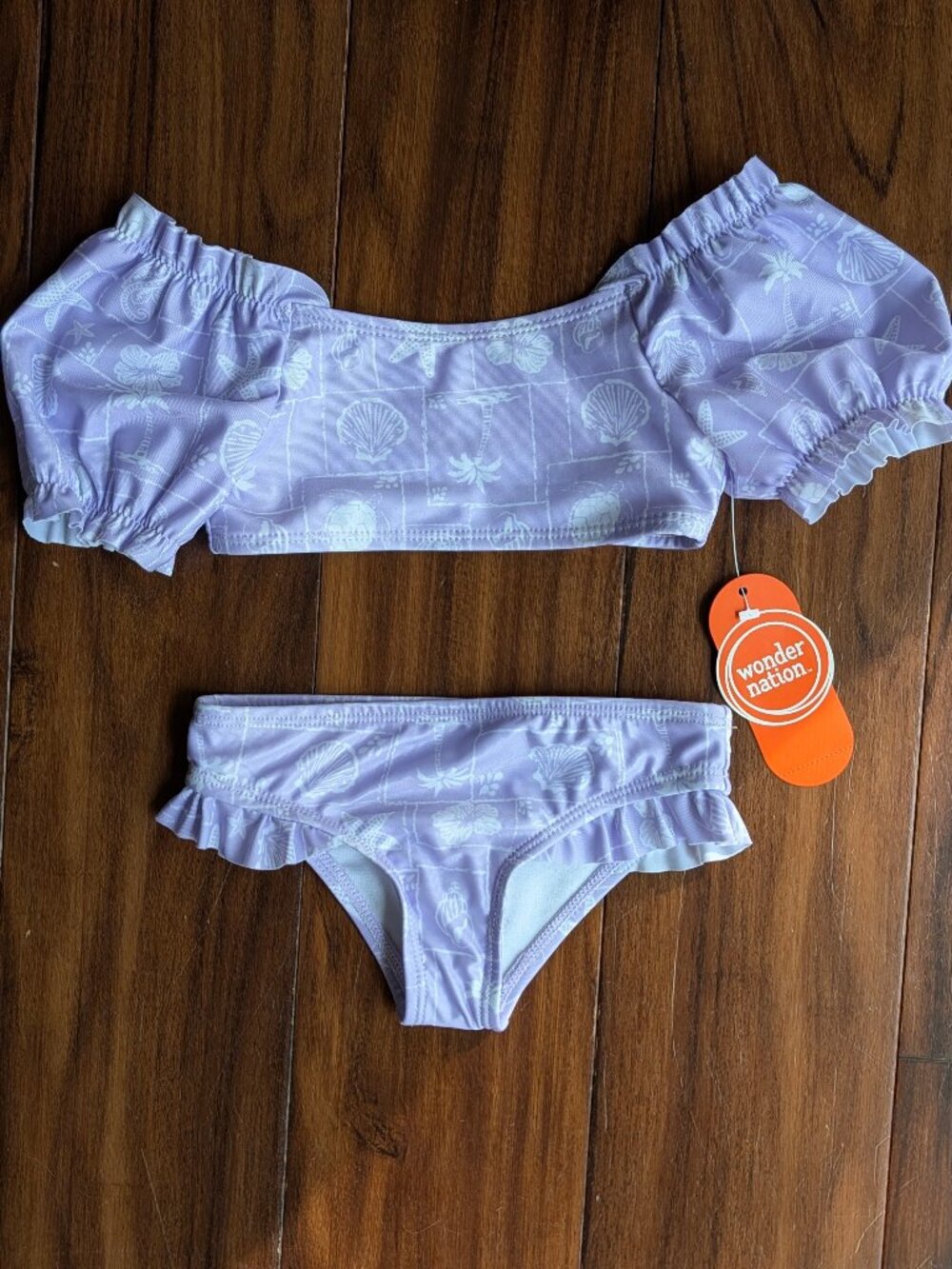 Wonder Nation Puff Sleeve Ruffle Bikini, 18m, NWT